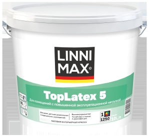Краска интерьерная моющаяся LINNIMAX TopLatex 5 белая 10 л