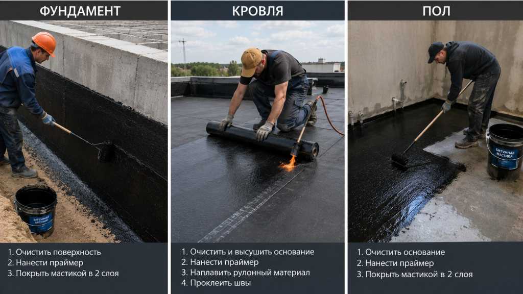 Как правильно наносить битумную гидроизоляцию на фундамент, кровлю и пол.jpg