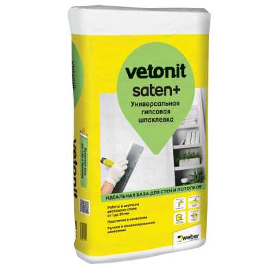 Шпаклевка гипсовая универсальная Vetonit Saten+, 20 кг Шпаклевка гипсовая универсальная Vetonit Saten+, 20 кг