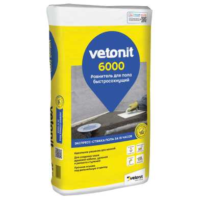 Ровнитель для пола Vetonit 6000 быстросохнущий 25 кг