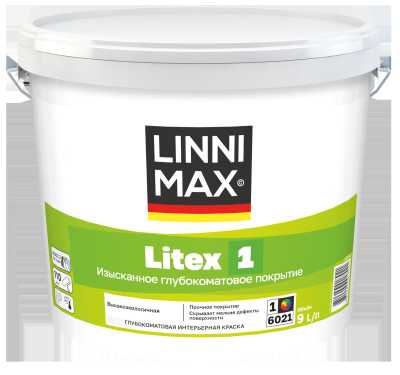 Краска интерьерная моющаяся LINNIMAX Litex 1 белая 9 л